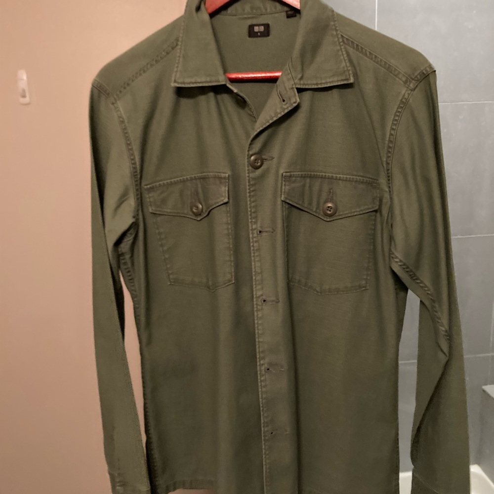 Uniqlo, Army Green, Medium, Men’s Long Sleeve Shirt